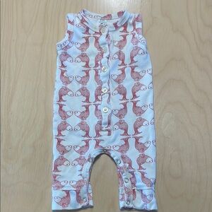 Kate Quinn Fish Patterned Sleeveless Baby Romper / 0-3 months